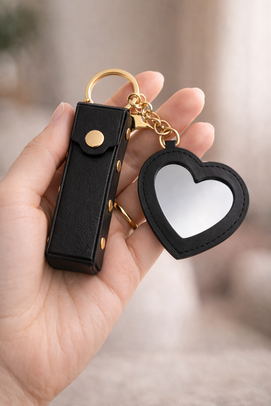 Mini Heart Lipstick Mirror Keychain
