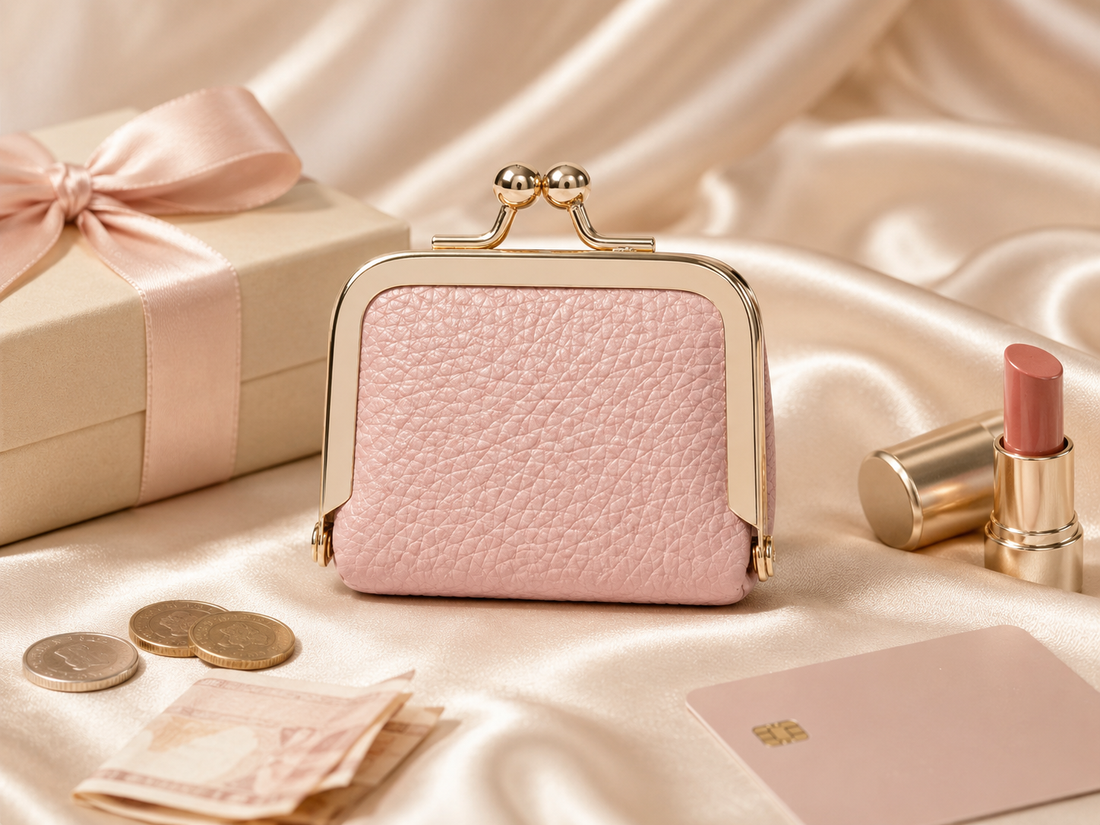 Mini leather coin purse wallet styled as a cute everyday accessory