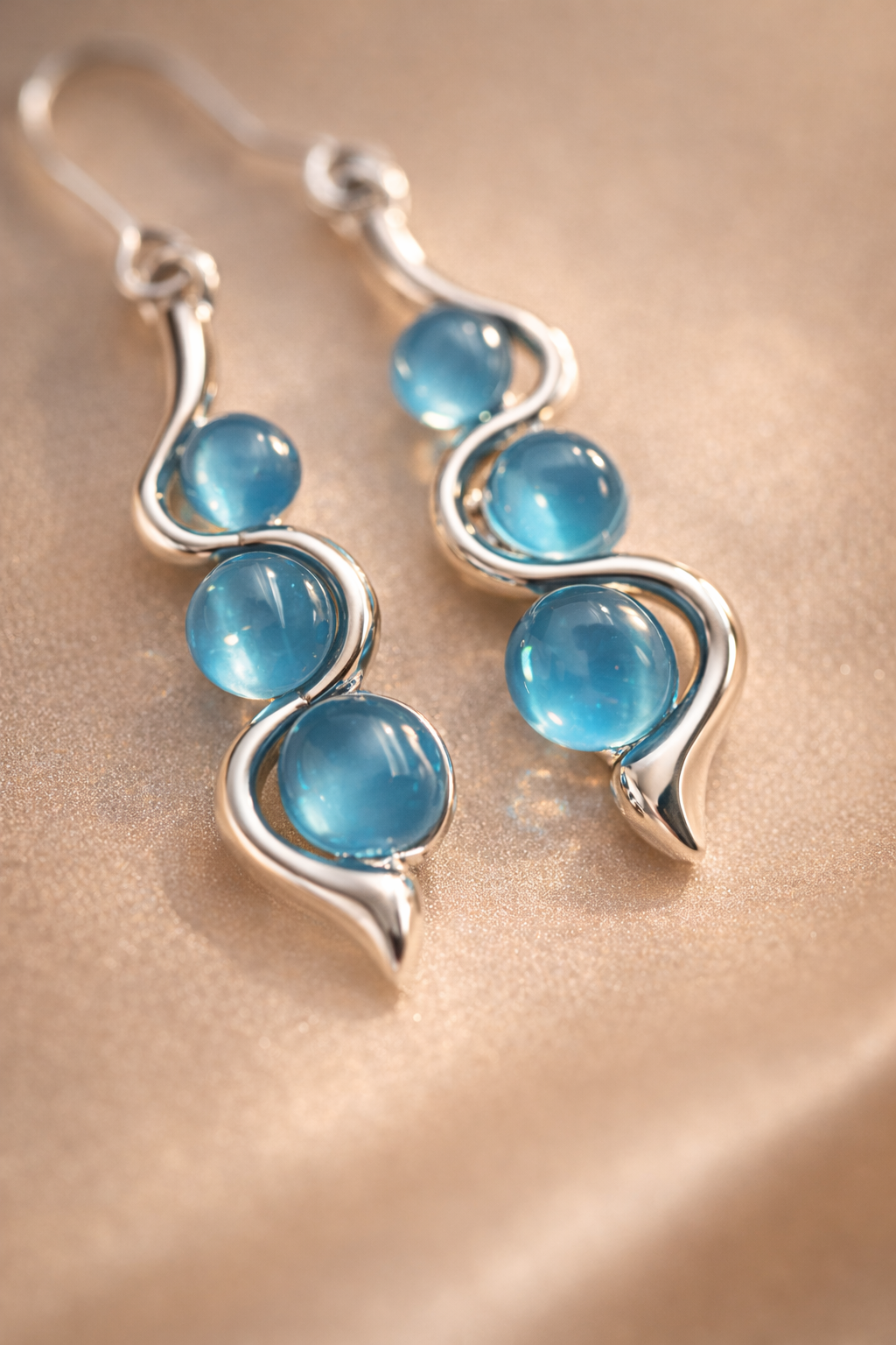 Blue Wave Dangle Earrings