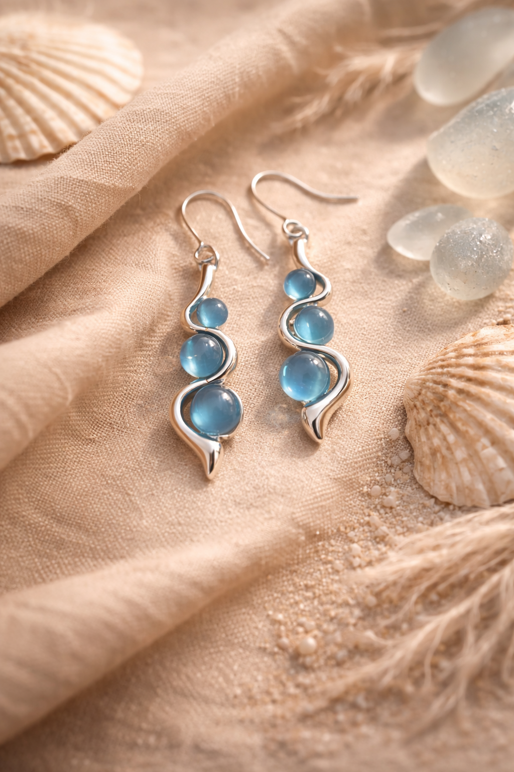 Blue Wave Dangle Earrings