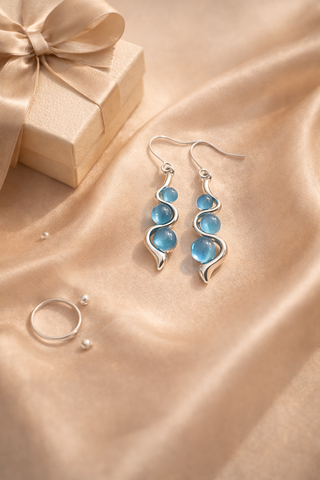 Blue Wave Dangle Earrings