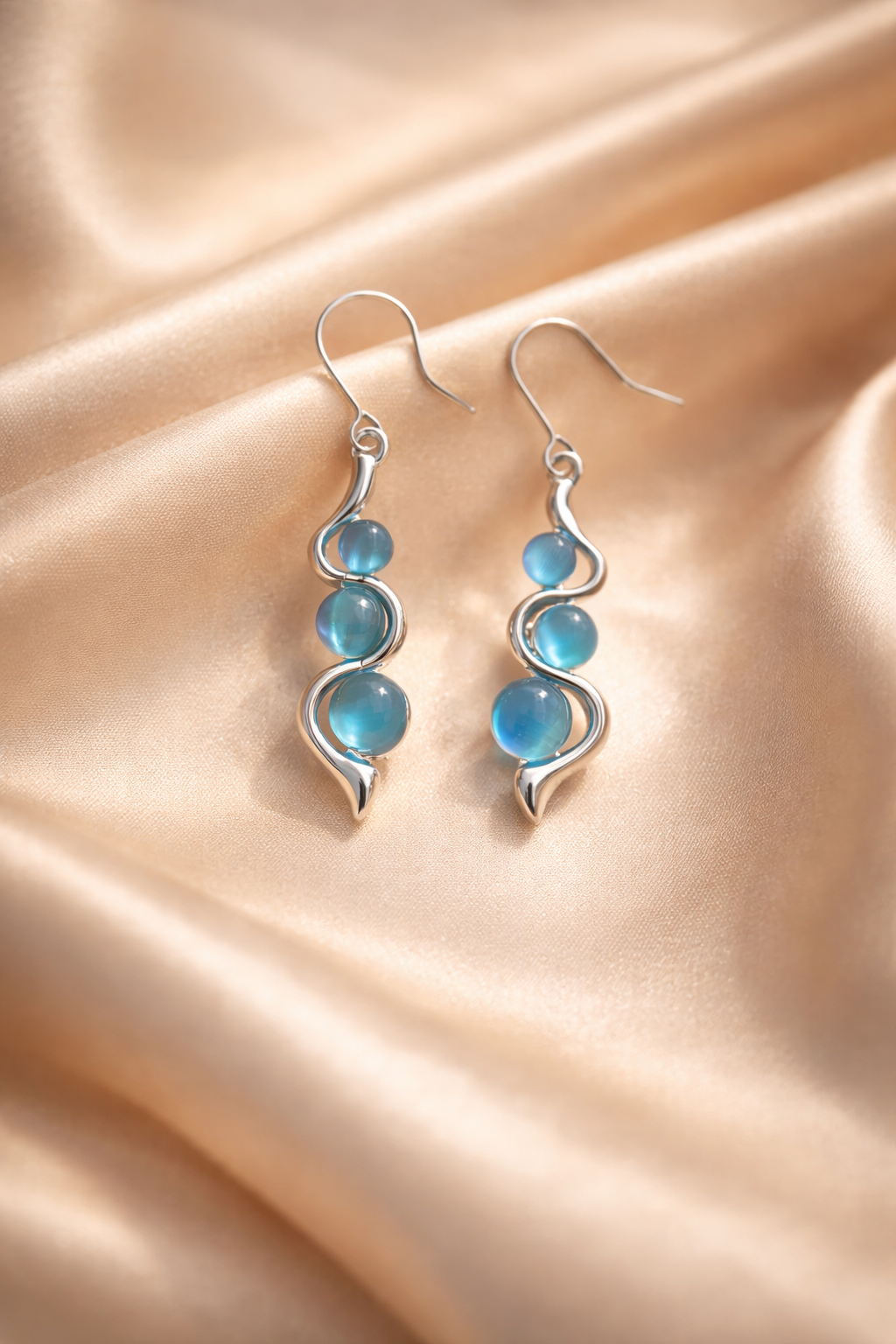 Blue Wave Dangle Earrings