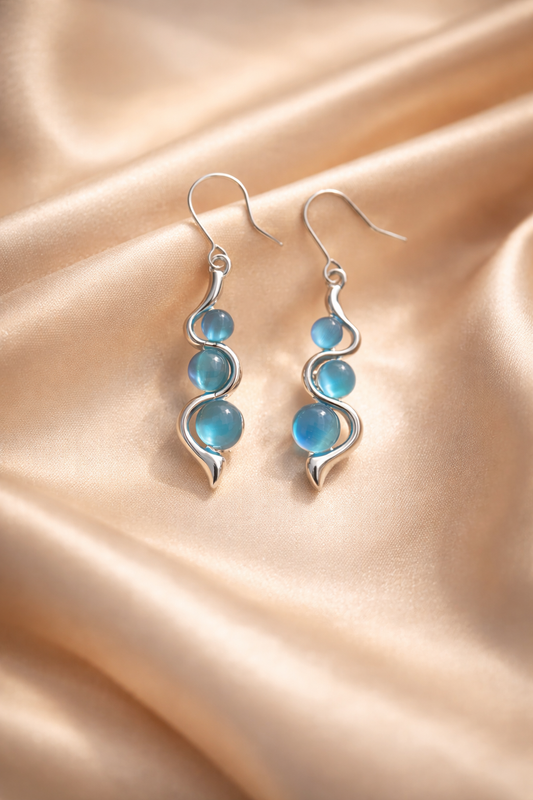 Blue Wave Dangle Earrings