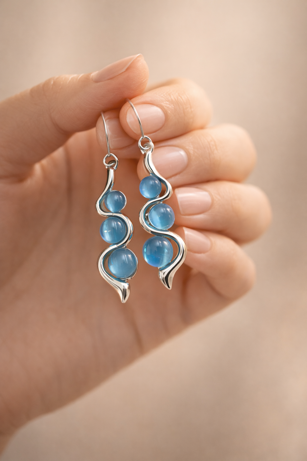 Blue Wave Dangle Earrings