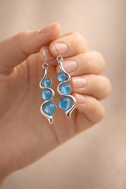 Blue Wave Dangle Earrings