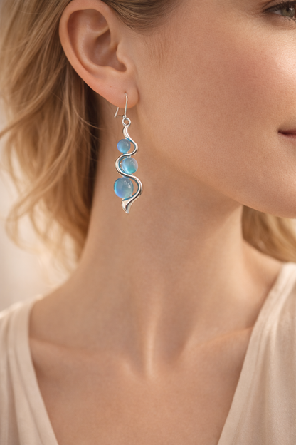Blue Wave Dangle Earrings