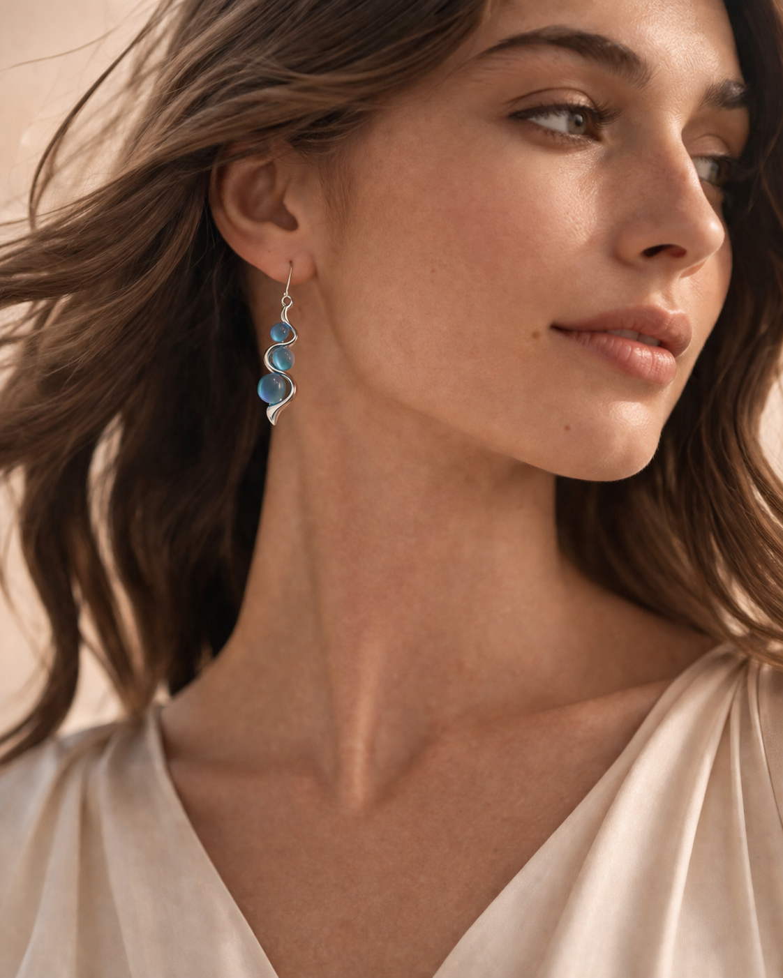 Blue Wave Dangle Earrings