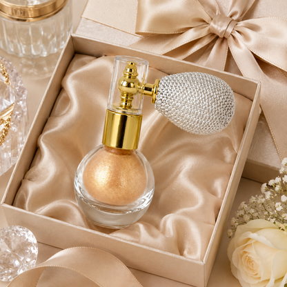 Champagne Rose Gold Body and Hair Shimmer Powder gift-ready presentation