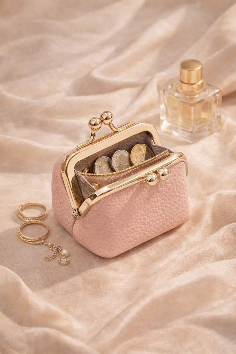 Mini Leather Coin Purse Wallet – Compact Zipper Change Pouch