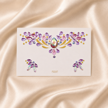 Pink and Purple Festival Face Gems styling example