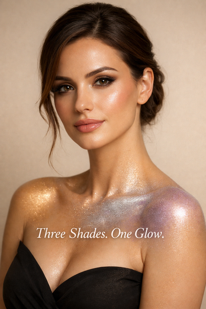 Luxury Body & Hair Shimmer Powder Trio (Silver, Gold & Lavender)
