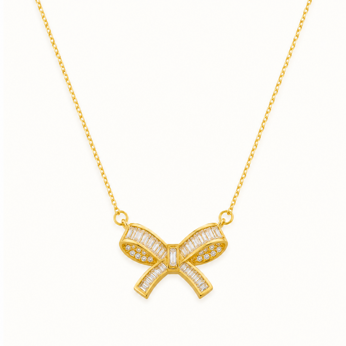 Gold Bow Pendant Necklace for Women Default Title showing contents and packaging
