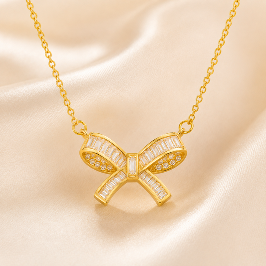 Gold Bow Pendant Necklace for Women Default Title hero shot