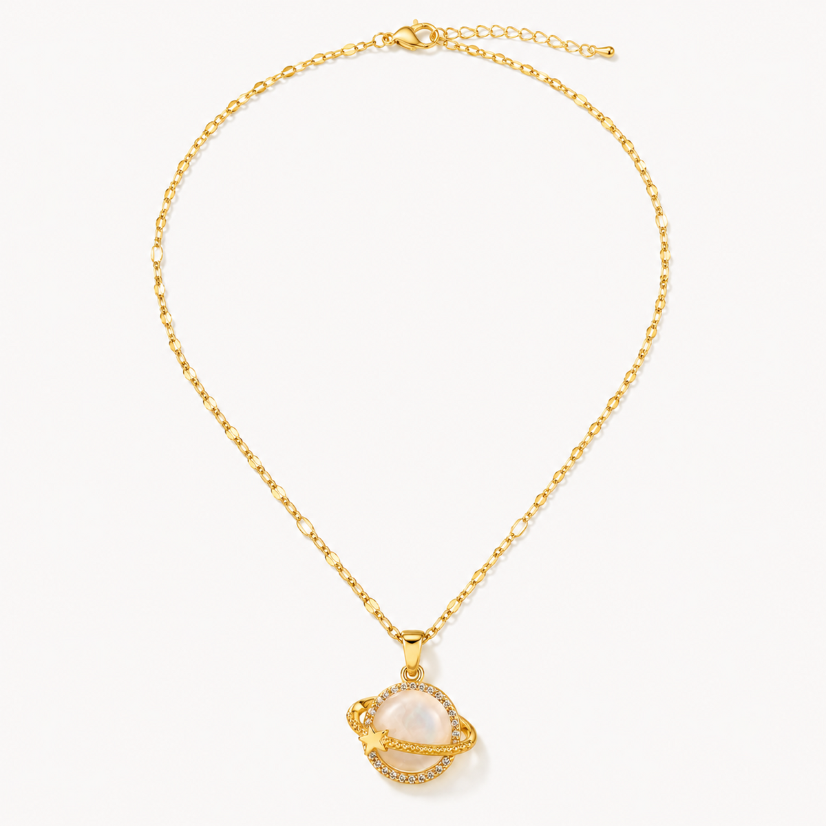 Gold Celestial Planet Pendant Necklace clean product image