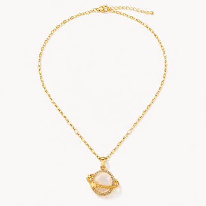 Gold Celestial Planet Pendant Necklace clean product image