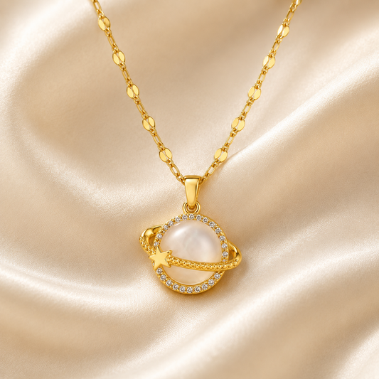 Gold Celestial Planet Pendant Necklace hero product image