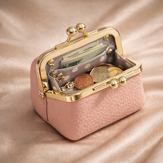 Mini Leather Coin Purse Wallet – Compact Zipper Change Pouch