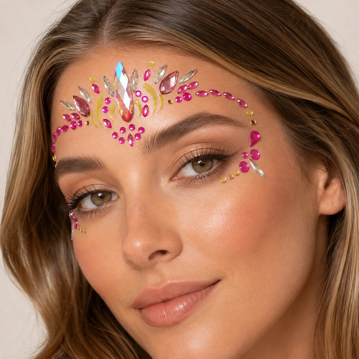 Hot Pink Festival Face Gems Default Title in lifestyle context