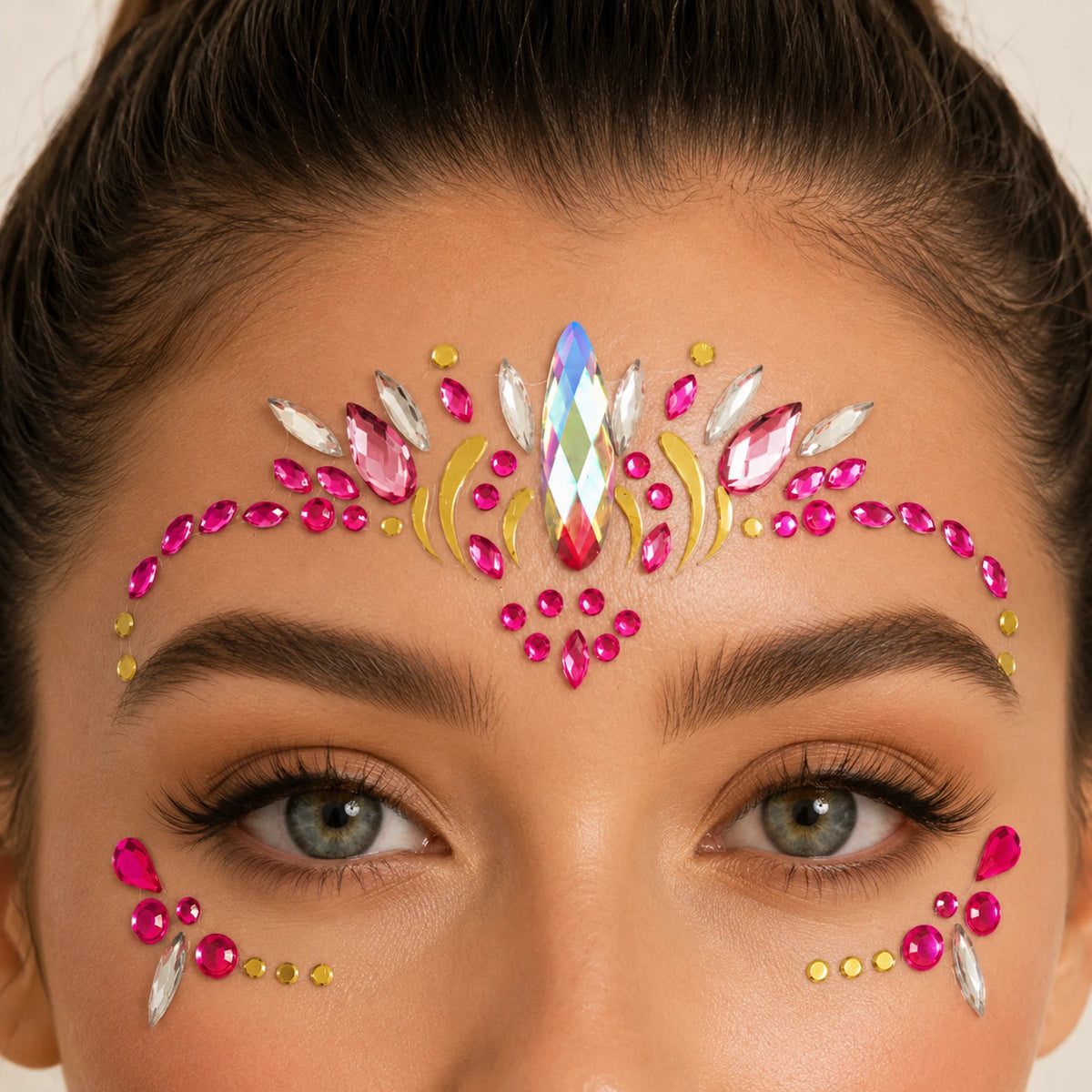 Hot Pink Festival Face Gems Default Title showing scale and fit