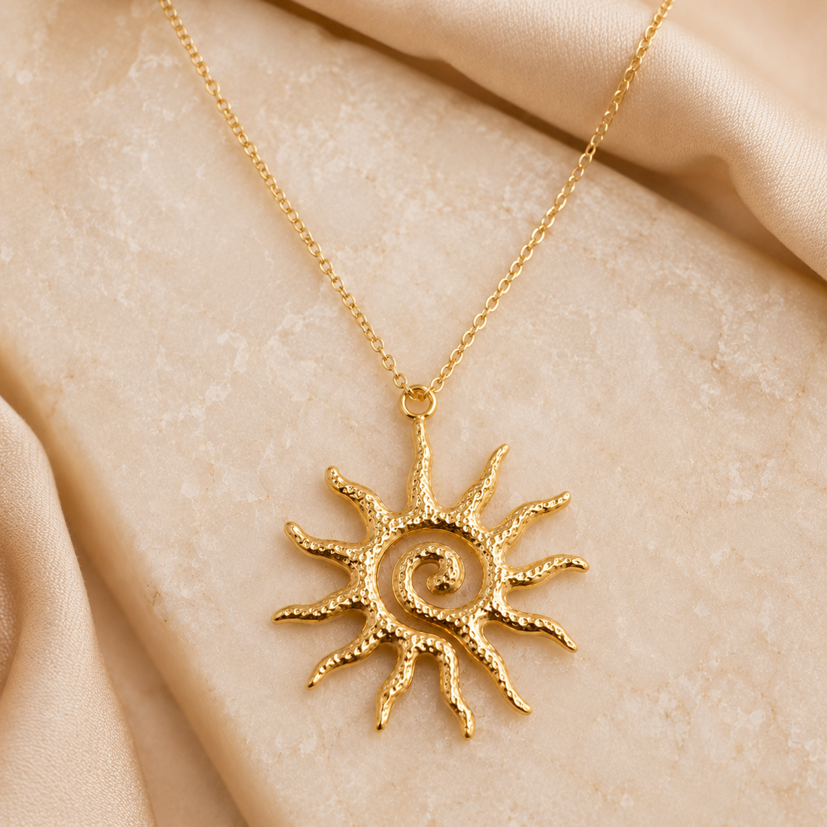 Gold Sun Pendant Necklace hero product image