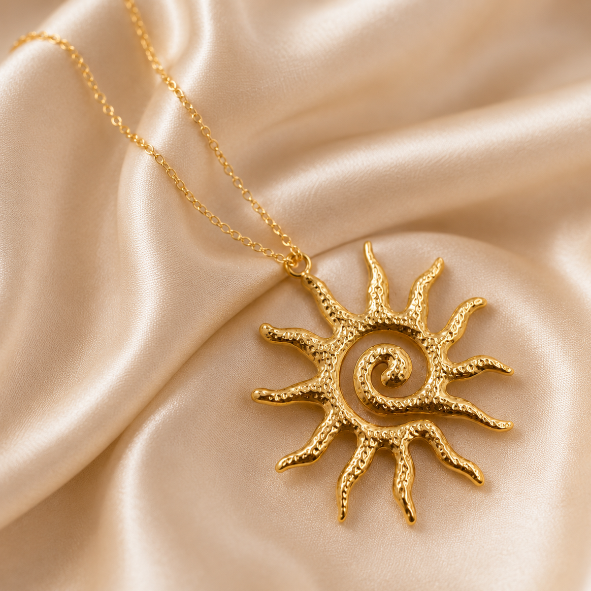 Gold Sun Pendant Necklace styling image