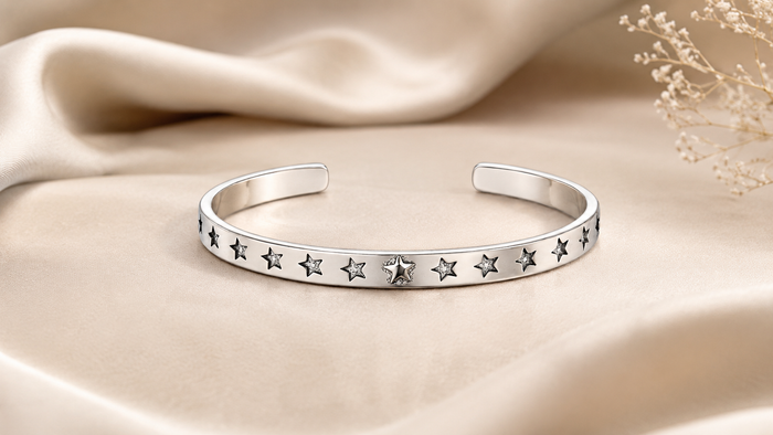 Silver Star Cuff Bracelet styled as an everyday jewelry accessory