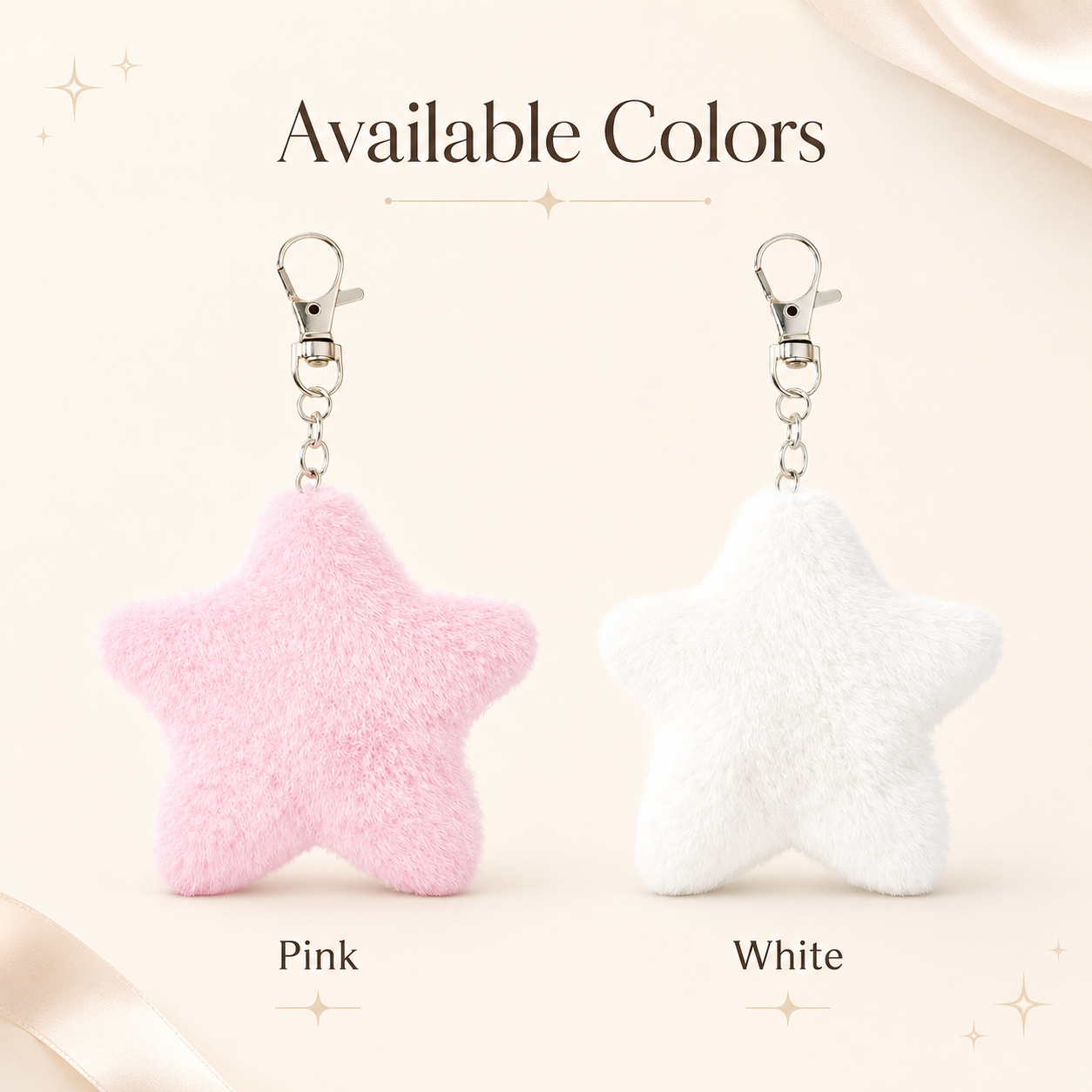 Star Pom Pom Keychain product guide graphic