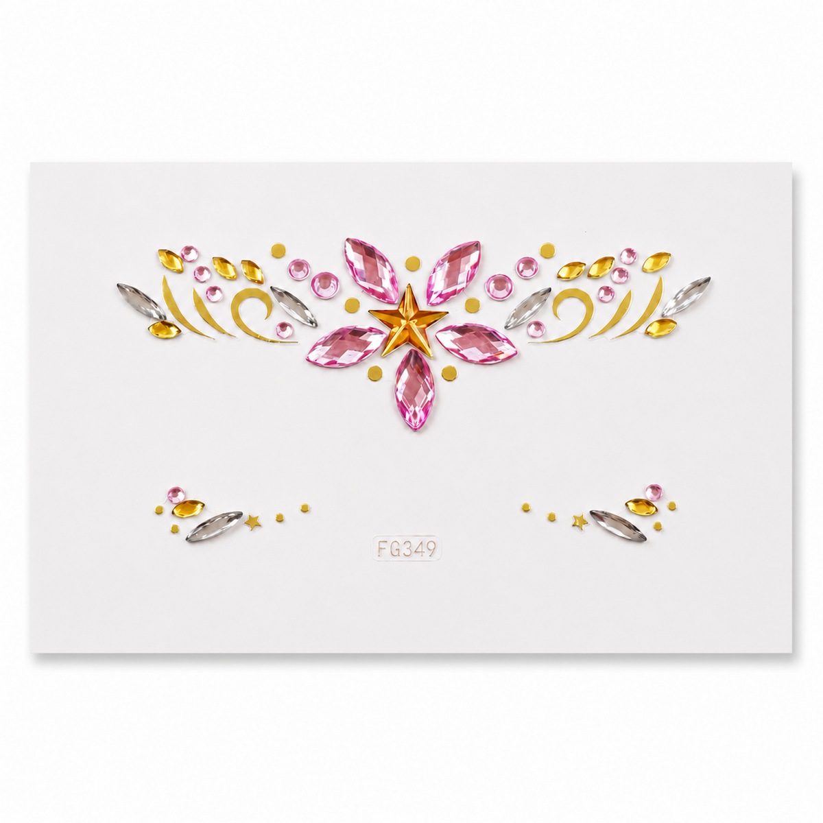 Pink Star Festival Face Gems complete set on a clean white background