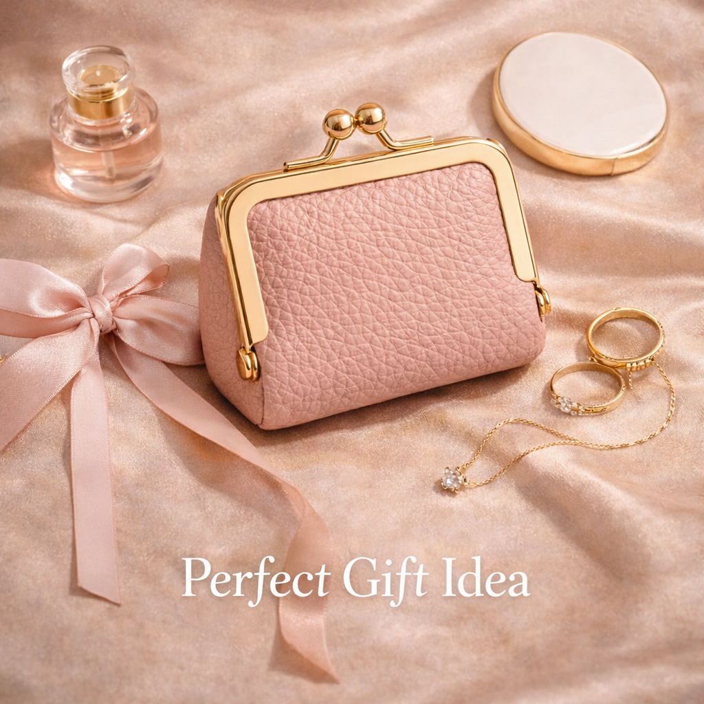 Mini Leather Coin Purse Wallet – Compact Zipper Change Pouch