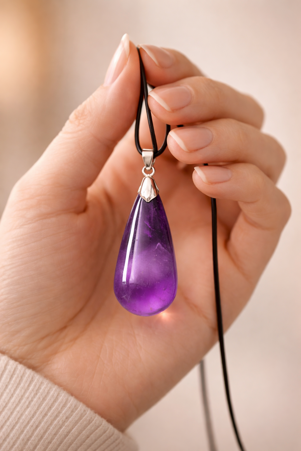 Purple Crystal Pendant Necklace