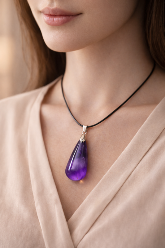 Purple Crystal Pendant Necklace