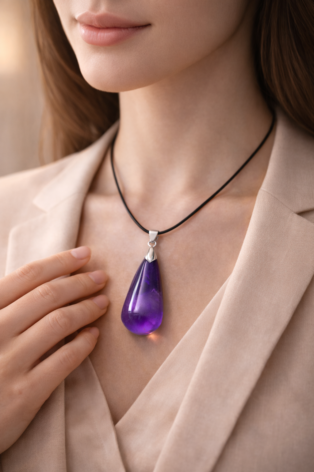 Purple Crystal Pendant Necklace