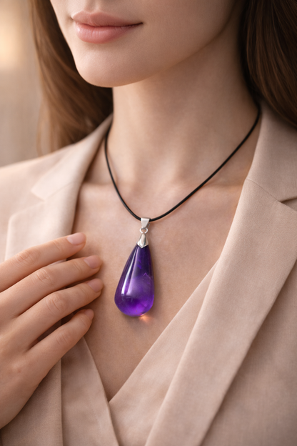 Purple Crystal Pendant Necklace