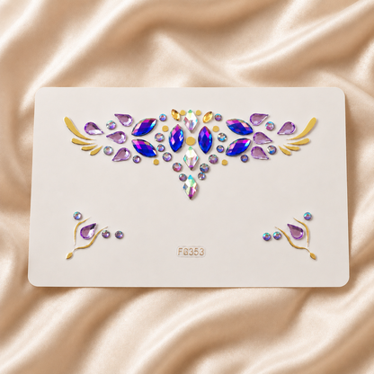 Rainbow Jewel Festival Face Gems hero product image with blue purple gold and iridescent gems
