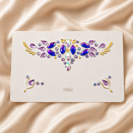 Rainbow Jewel Festival Face Gems hero product image with blue purple gold and iridescent gems