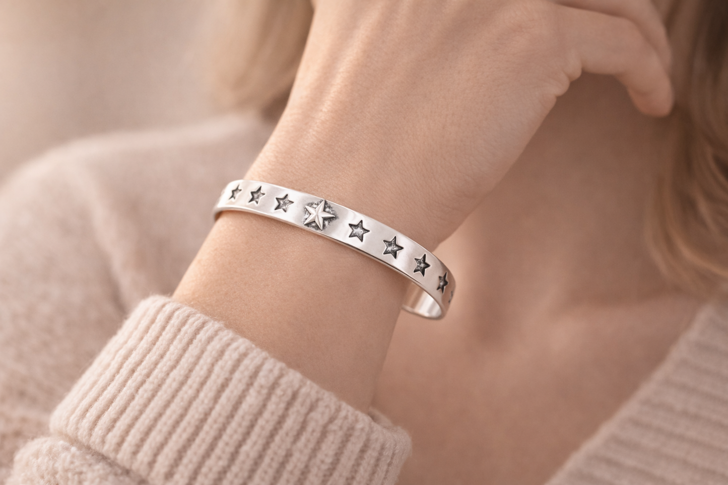 Silver Star Cuff Bracelet