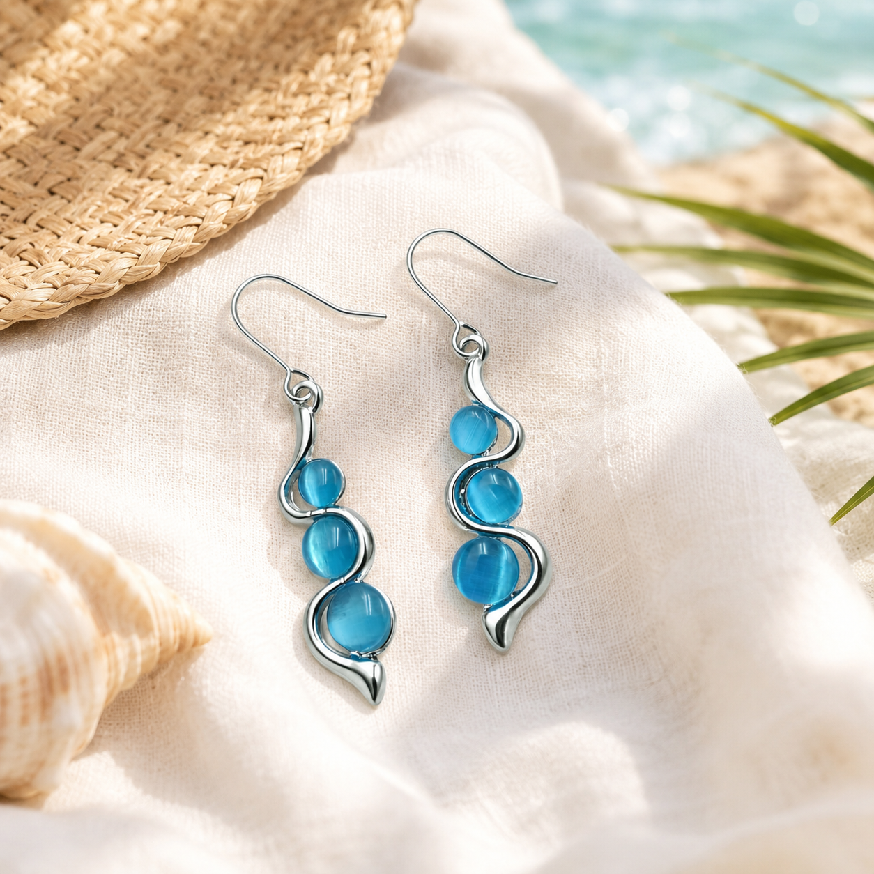 Blue Wave Dangle Earrings gift-ready packaging image