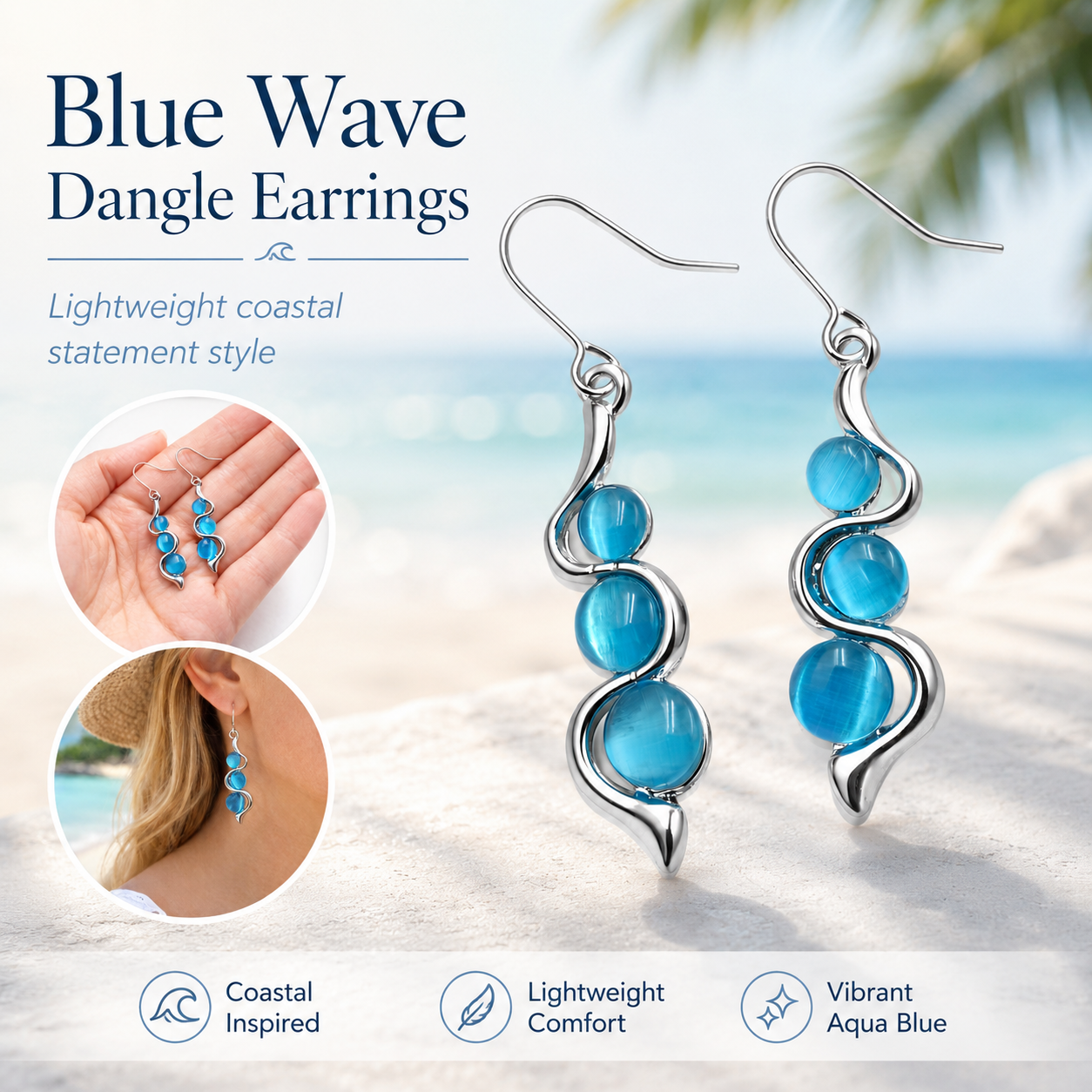Blue Wave Dangle Earrings product guide graphic