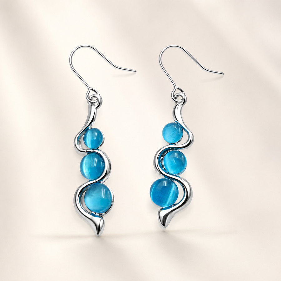Blue Wave Dangle Earrings