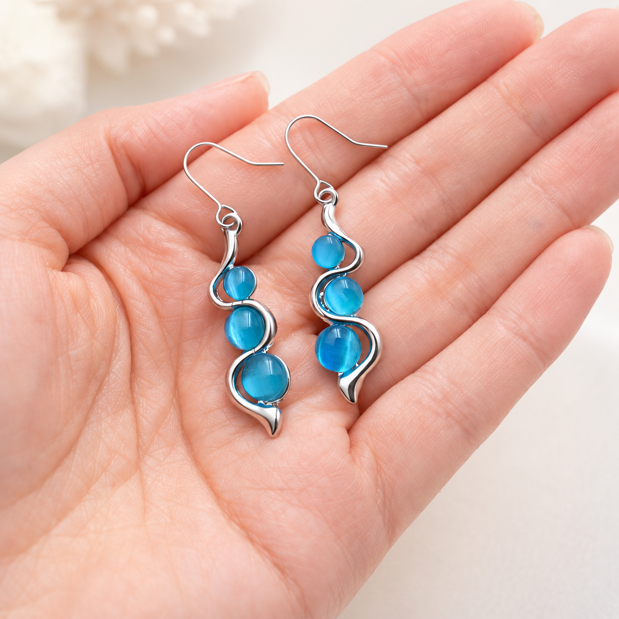 Blue Wave Dangle Earrings lifestyle image