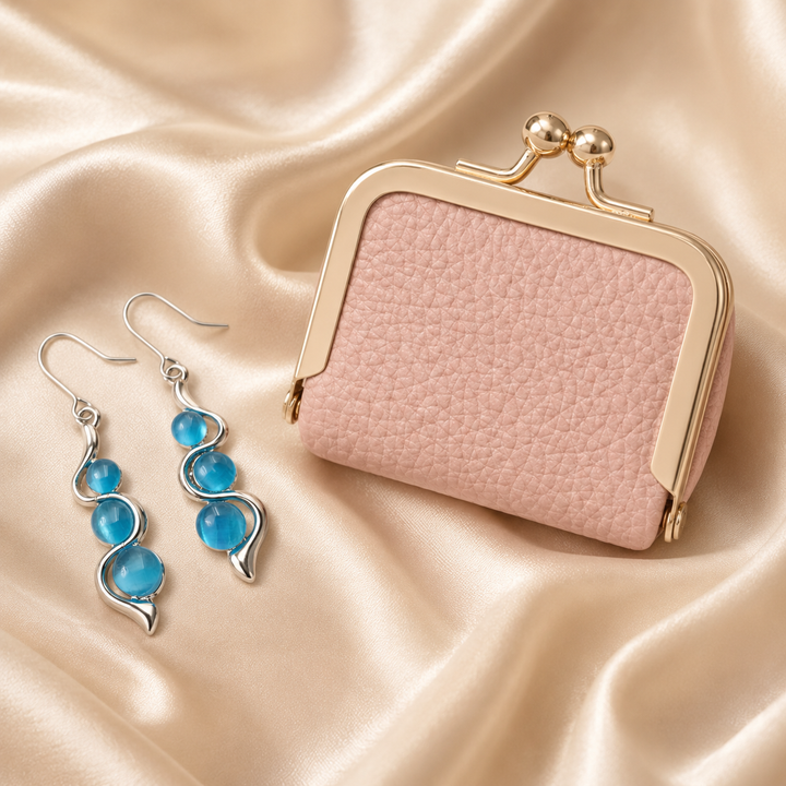 Blue Wave Earrings and Mini Coin Purse Gift Set