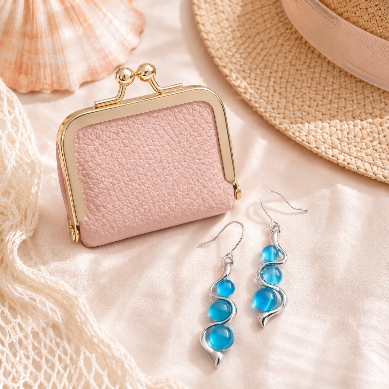 Blue Wave Earrings and Mini Coin Purse Gift Set lifestyle image