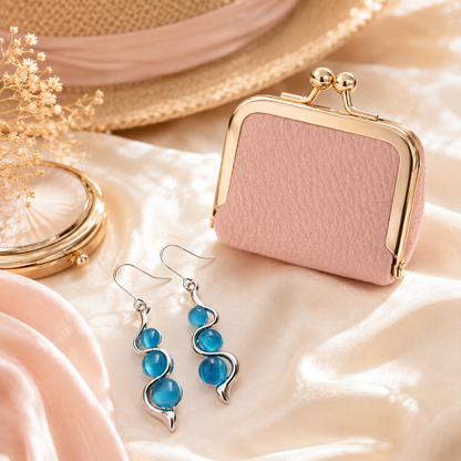 Blue Wave Earrings and Mini Coin Purse Gift Set styling inspiration image