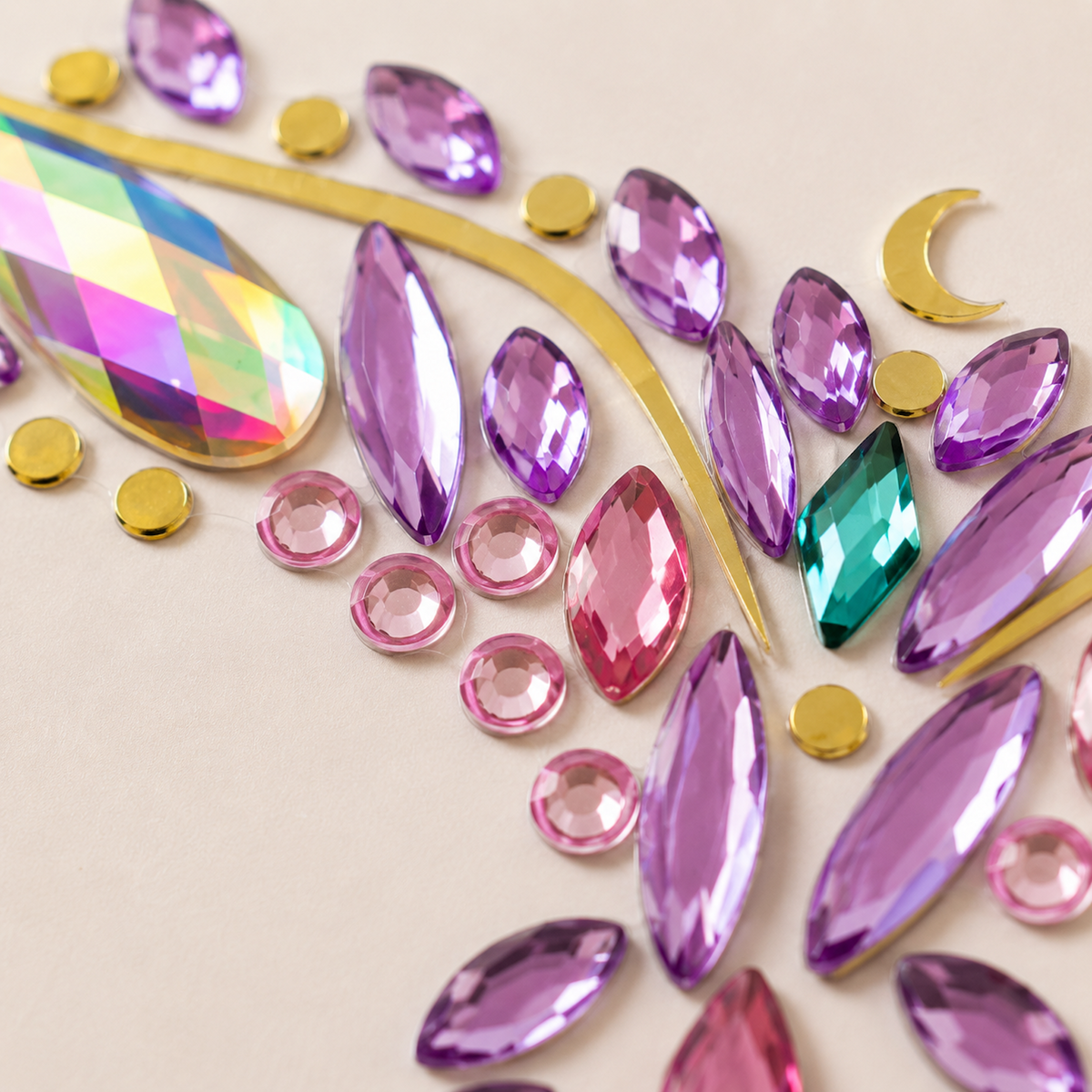Close-up detail of Celestial Moon & Star Self-Adhesive Face Gems