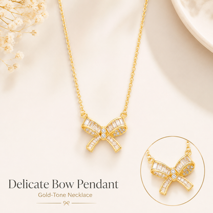 Gold Bow Pendant Necklace for Women product guide graphic