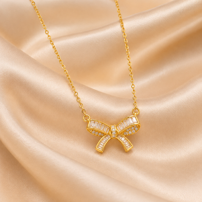 Gold Bow Pendant Necklace for Women product image