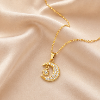 Gold Moon and Star Pendant Necklace product image