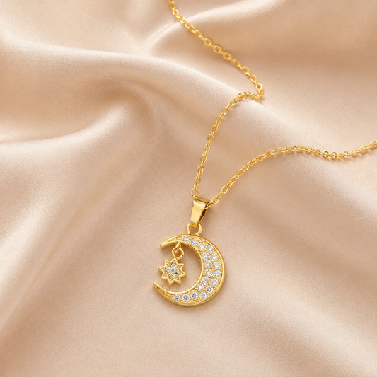 Gold Moon and Star Pendant Necklace product image
