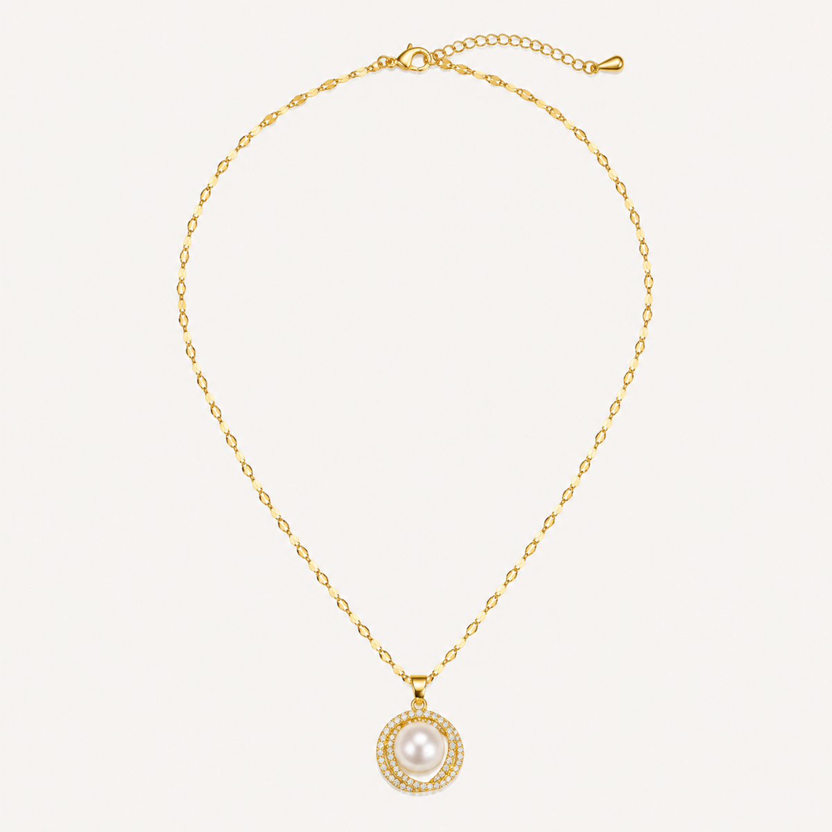 Gold Pearl Circle Pendant Necklace product guide graphic