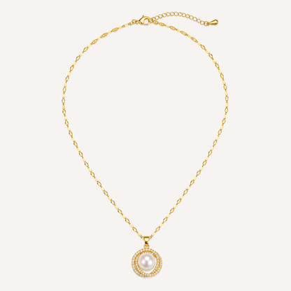 Gold Pearl Circle Pendant Necklace product guide graphic